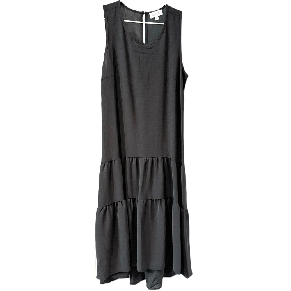 Tahari Arthur S. Levine Sleeveless Tiered Ruffle Midi Black Dress Size S NWT